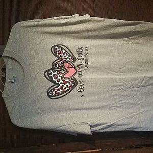 XL gray tee-shirt with hearts and Bible scripture